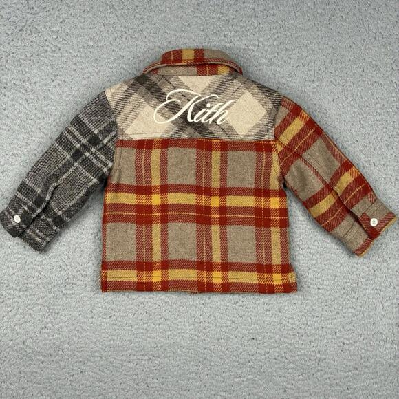 Kith Kids Ginza Wool Flannel Shirt 6–9M Red Plaid Button Up Streetwear NWT - Picture 8 of 8